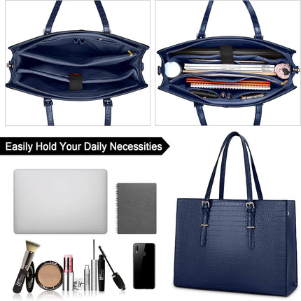 Lubardy Laptoptassen voor vrouwen, boodschappentas, 15.6 inch lederen grote dameshandtas, werktas, designer zaken-, schouder-, winkel- of kantoortas