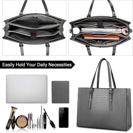 Lubardy Laptoptassen voor vrouwen, boodschappentas, 15.6 inch lederen grote dameshandtas, werktas, designer zaken-, schouder-, winkel- of kantoortas