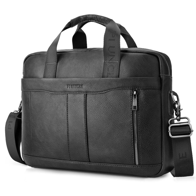 BAGZY Aktetas Leer 15,6 inch Laptoptas Heren Zakelijke Schoudertas Groot Vintage Business Tassen Aktetas A4 Documenten Messenger Bag Echt Leer Cadeaus voor Mannen voor Zakenreis/Kantoor/College