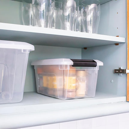 Iris Ohyama, Set van 6 opbergdozen, 5L, Stapelbaar, Garage, slaapkamer, woonkamer,NTB-5, B28 x D19,5 x H14,5 cm - Transparant