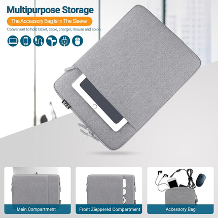 Sierra Laptoptas Hoes Sleeve beschermhoes voor 2022 MacBook Air 13.6 M2,2018-2020 MacBook Air 13 M1 A2337/A2179/A1932,2016-2022 Macbook Pro 13 M2 M1,2022-2018 Ipad Pro 12.9 M2 M1,Surface Pro etc,Grijs