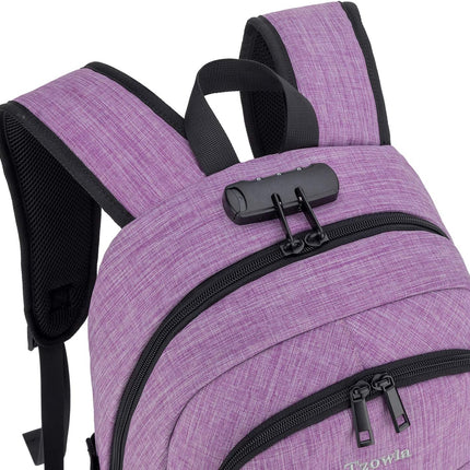 Tzowla Laptop Rugzak voor Heren,Waterdichte Antidiefstalrugzak voor School,Universiteit met USB-Oplaadpoort en Slot,14/15,6 inch Laptoptas voor Dames Jongens Meisje Vrijetijds Werk,Reisrugzak-Paars