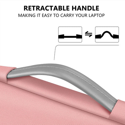 Sierra Laptop Hoes Sleeve Draagtas voor 15,6 Inch HP Lenovo Acer Dell Samsung notebook, MacBook Pro 16 Inch Cover met Intrekbare Handgreep, Roze