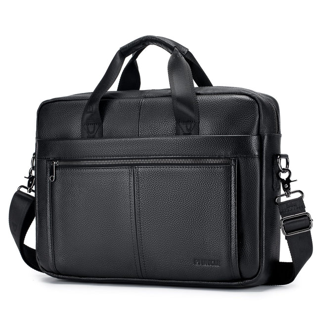 BAGZY Aktetas Leer 15,6 inch Laptoptas Heren Zakelijke Schoudertas Groot Vintage Business Tassen Aktetas A4 Documenten Messenger Bag Echt Leer Cadeaus voor Mannen voor Zakenreis/Kantoor/College