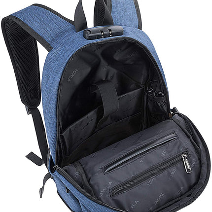 Tzowla Laptop Rugzak voor Heren,Waterdichte Antidiefstalrugzak voor School,Universiteit met USB-Oplaadpoort en Slot,17/17,3 inch Laptoptas voor Dames Jongens Meisje Vrijetijds Werk,Reisrugzak-Blauwe
