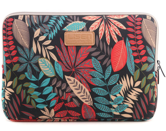 Sierra 10-15 inch Forest Series Patroon Waterbestendig Canvas laptop sleeve voor 13.3 inch laptop case compatibel met macbook air 13 case macbook pro 13 sleeve ipad 12.9 (15.6 inch, rode kleurrijke