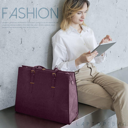 Lubardy Laptoptassen voor vrouwen, boodschappentas, 15.6 inch lederen grote dameshandtas, werktas, designer zaken-, schouder-, winkel- of kantoortas