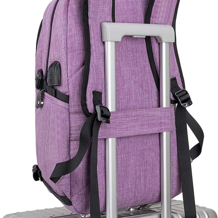 Tzowla Laptop Rugzak voor Heren,Waterdichte Antidiefstalrugzak voor School,Universiteit met USB-Oplaadpoort en Slot,14/15,6 inch Laptoptas voor Dames Jongens Meisje Vrijetijds Werk,Reisrugzak-Paars
