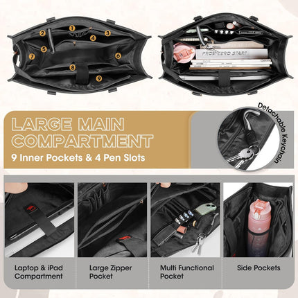 NEWHEY Laptoptassen voor vrouwen 15,6 inch laptop draagtas voor kantoor