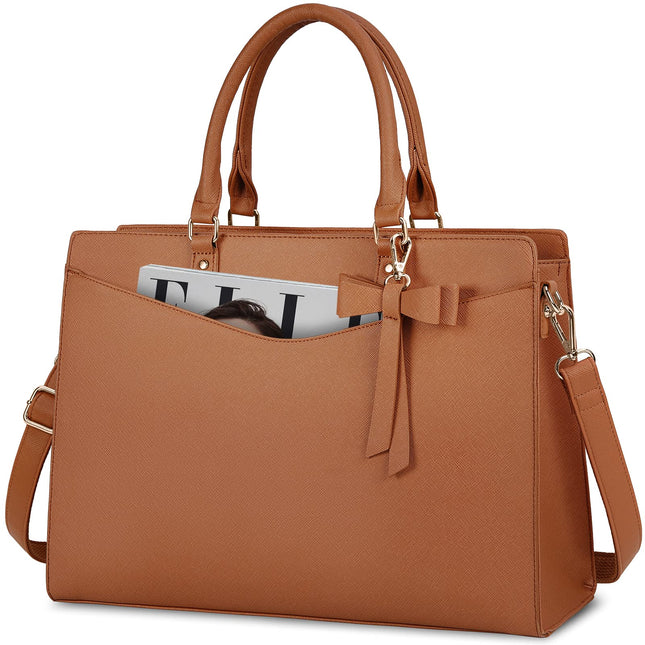 Dakuly Laptoptassen voor vrouwen, 15,6 inch, dameshandtassen, draagtas, grote werktassen, PU-lederen ontwerper-schoudertas voor zakelijk gebruik, kantoor, winkelen of universiteit