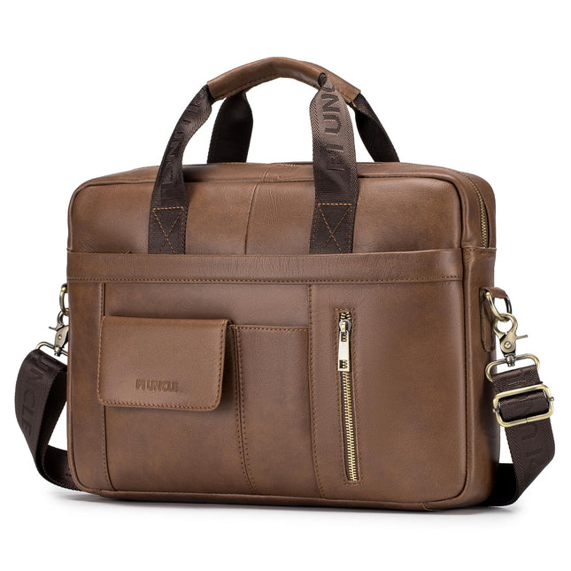 Sierra Aktetas Leer 15,6 inch Laptoptas Heren Zakelijke Schoudertas Groot Vintage Business Tassen Aktetas A4 Documenten Messenger Bag Echt Leer Cadeaus voor Mannen voor Zakenreis/Kantoor/College