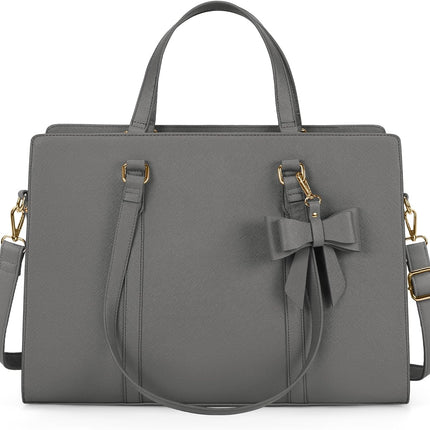 Dameshandtas voor de universiteit, PU-lederen draagtas, grote werktas, tas voor laptop van 15,6 inch, schoudertas, zwart