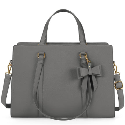 Dameshandtas voor de universiteit, PU-lederen draagtas, grote werktas, tas voor laptop van 15,6 inch, schoudertas, zwart