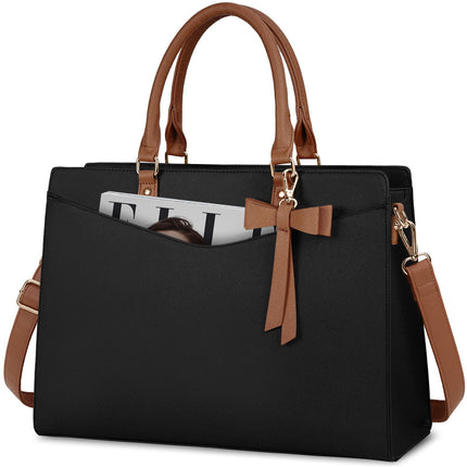 Dakuly Laptoptassen voor vrouwen, 15,6 inch, dameshandtassen, draagtas, grote werktassen, PU-lederen ontwerper-schoudertas voor zakelijk gebruik, kantoor, winkelen of universiteit