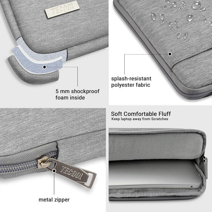 Sierra Laptop Hoes Sleeve Draagtas voor 15,6 Inch HP Lenovo Acer Dell Samsung notebook, MacBook Pro 16 Inch Cover met Intrekbare Handgreep, Grijs