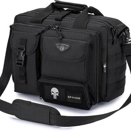 SPAHER Aktetas Heren Werktas Heren Laptoptas 14/15.6/17.3 Inch Zakelijk Tactische Tas Militaire Tas Schoudertas Messenger Bag Heren Cadeau voor Dames Heren
