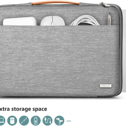 Sierra Laptop Hoes Sleeve Draagtas voor 15,6 Inch HP Lenovo Acer Dell Samsung notebook, MacBook Pro 16 Inch Cover met Intrekbare Handgreep, Grijs