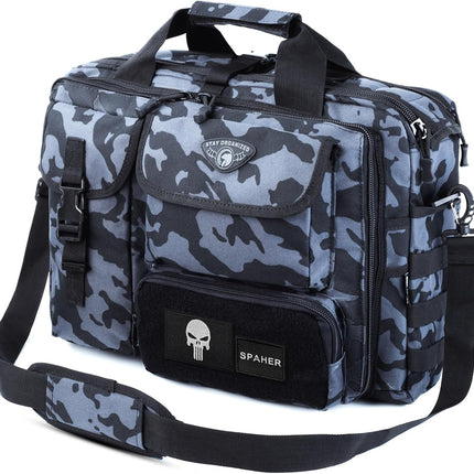 SPAHER Aktetas Heren Werktas Heren Laptoptas 14/15.6/17.3 Inch Zakelijk Tactische Tas Militaire Tas Schoudertas Messenger Bag Heren Cadeau voor Dames Heren