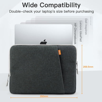 Sierra Laptop Mouw Case voor 14-Inch MacBook MacBook Air/Pro, MacBook Pro M4 / M3 / M2 / M1 2021-2024, Waterdichte Tas Hoes met Zak, Compatibel met 14 Inch Notitieboekje (Donkergrijs)