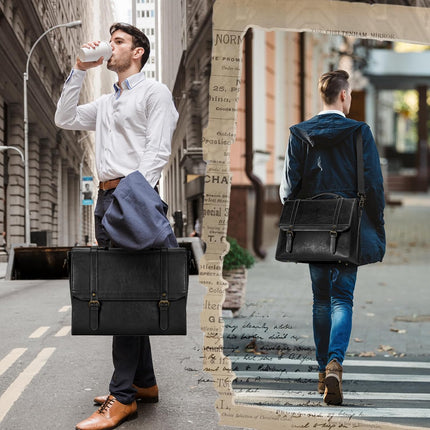 IGOLUMON Aktetas heren waterdichte schoudertas heren 15,6 inch laptoptas vintage werktas messenger bag laptop schoudertassen bruin