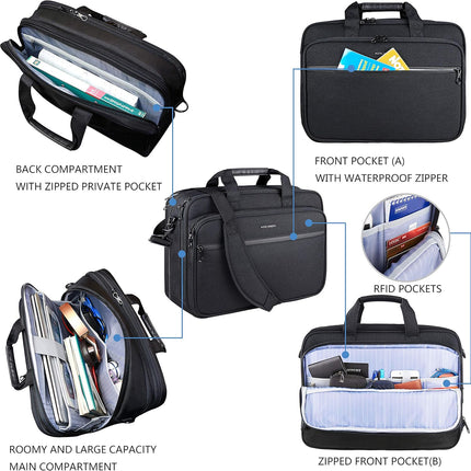 KROSER Laptoptas Laptoptas past Tot Laptop Waterafstotend Lichtgewicht Schoudertas Laptoptas Laptoptas Computertas voor Reizen/Zakelijk/School/Heren/Dames