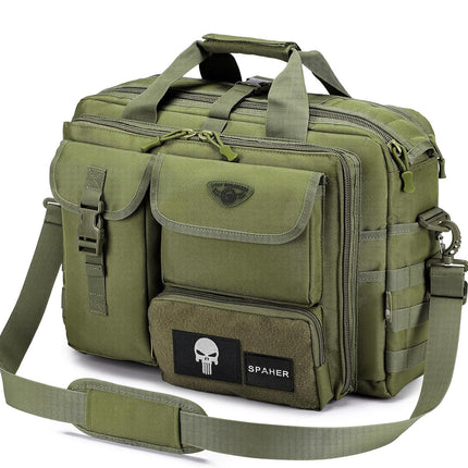 SPAHER Aktetas Heren Werktas Heren Laptoptas 14/15.6/17.3 Inch Zakelijk Tactische Tas Militaire Tas Schoudertas Messenger Bag Heren Cadeau voor Dames Heren