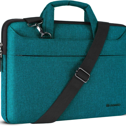 Sierra 14 inch waterdichte laptoptas, aktetas, schoudertas, notebooktas voor 14" Lenovo IdeaPad Yoga 710 ThinkPad A475/Acer Aspire 1 Swift 3/HP Stream 14 Pavilion 14/Asus/Dell, groen-blauw