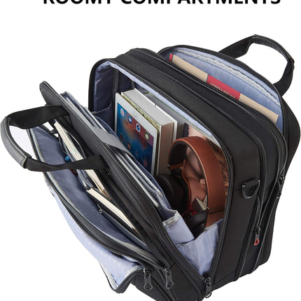 KROSER 18" laptoptas Premium laptop aktetas past tot 17,3 inch laptop uitbreidbare waterafstotende schoudertas computertas voor reizen/zakelijk/school/heren/dames-Zwart