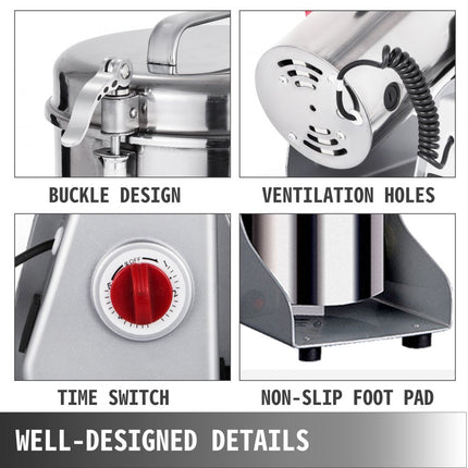 VEVOR Grinder Grannmolen Molen 2000 W Swing Type Graanmolen Machine 1000 G Elektrische Graanmolen van 304 Roestvrij Staal met een 28000 t/min