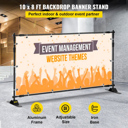 VEVOR Posterstandaard 10' X 8' Banner Stand Display 8'x 8' To 10' X 8' foto Achtergrondhandel Promotie