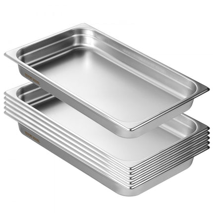 VEVOR pak van 6 hotelpannen gastronormbakken RVS 530x328x67mm 9,25L