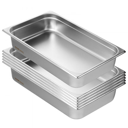 VEVOR pak van 6 hotelpannen gastronormbakken RVS 530x326x107mm 13,9L