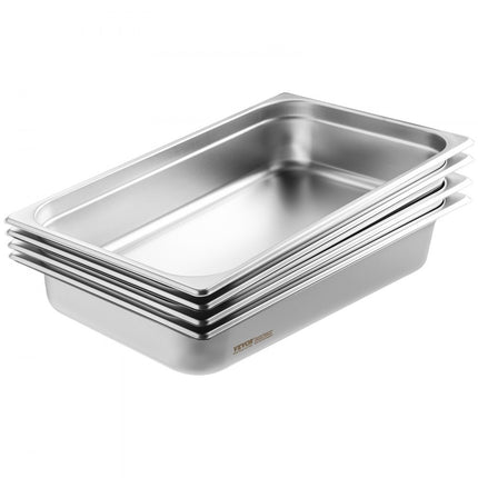 VEVOR 4 x hotelpannen gastronormbak RVS 530x326x107mm 13,9L deksel