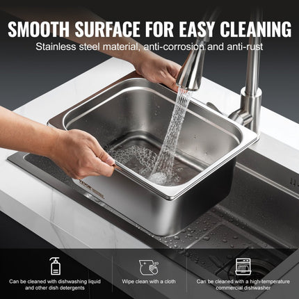 VEVOR 8 x hotelpannen gastronorm bakken RVS 1/2 maat 326x266x102mm