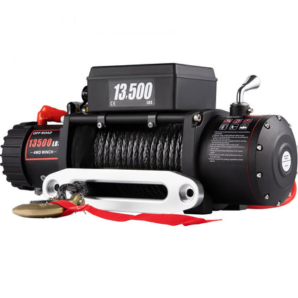 VEVOR Elektrische Lier elektrische bergingslier Kabel Lier 12V Winch 13500LB Heavy Duty 4x4 synthetisch touw