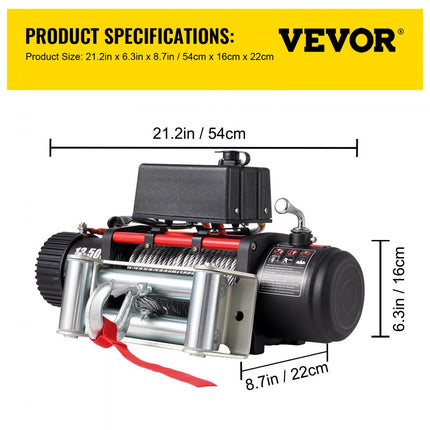 VEVOR Elektrische Lier 13500LBS 12V Winch Elektrische Stalen Kabellier Serie Gewonden Trailer 6120kg Verzending