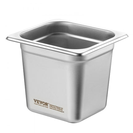 VEVOR 6 x hotelpannen gastronormbakken RVS 1/6 maat 178x168x160mm