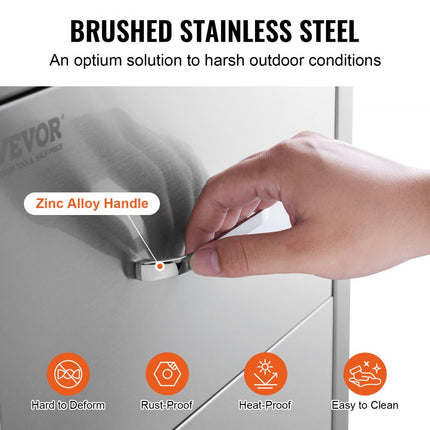 VEVOR Ladekast 45 x 52 cm buitenkeuken BBQ-eiland roestvrijstalen dubbele lade