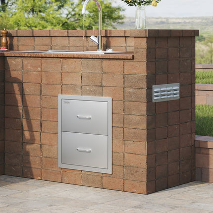 VEVOR Ladekast 45 x 52 cm buitenkeuken BBQ-eiland roestvrijstalen dubbele lade
