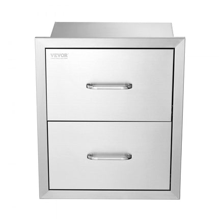 VEVOR Ladekast 45 x 52 cm buitenkeuken BBQ-eiland roestvrijstalen dubbele lade