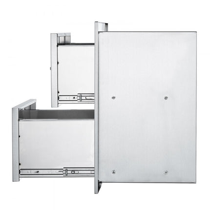 VEVOR Ladekast 45 x 52 cm buitenkeuken BBQ-eiland roestvrijstalen dubbele lade