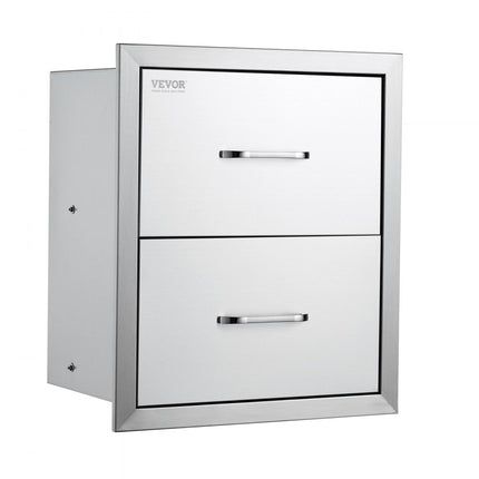 VEVOR Ladekast 45 x 52 cm buitenkeuken BBQ-eiland roestvrijstalen dubbele lade