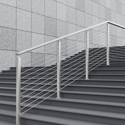 VEVOR relingpaal 106,68x5,08x5,08cm 30° schuin gat zilver 1 stuk.