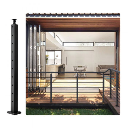 VEVOR relingpaal 91,44x5,08x5,08cm horizontale gatpaal zwart 1 stuk.