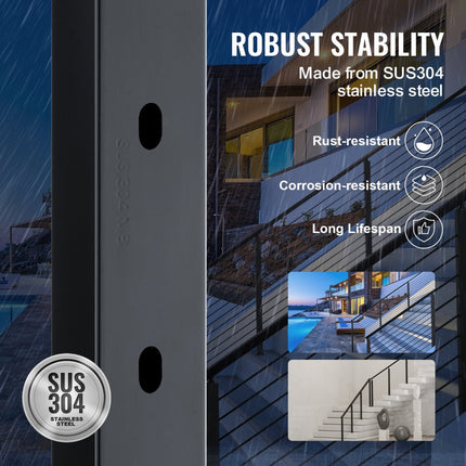 VEVOR relingpaal 91,44x2,54x5,08cm 30° schuin gat trapleuning 1 stuk.