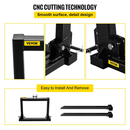 VEVOR palletvorken vorkenbord 1t Palletvorken Tanden 3-punts hefinrichting Heavy Duty 50x100 Dozen hijsen Speciale aankoop