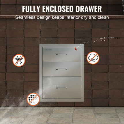 VEVOR Ladekast buiten Grilleiland drievoudige lade 35x51cm van Rvs