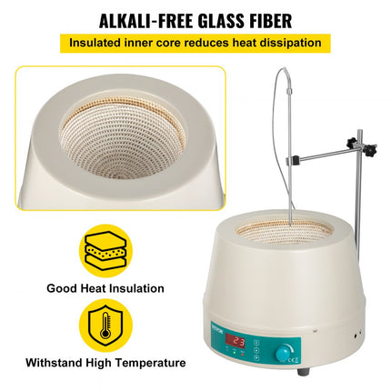 VEVOR 2000ml Elektrisch Digitaal Magnetisch Roeren Verwarmingsmantel 450W 450℃