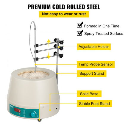 VEVOR 2000ml Elektrisch Digitaal Magnetisch Roeren Verwarmingsmantel 450W 450℃