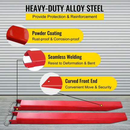 VEVOR set van 2 vorkverlengingen Tandverlenging van 209 cm 158 lbs (ca. 72 kg) draagvermogen per paar vorktanden staal ontwerp uit één stuk palletvorkverlenging